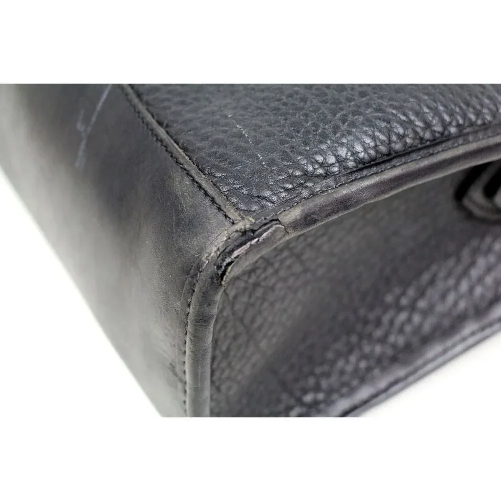VTG Dooney & Bourke PEBBLED BLACK GENUINE LEATHER BUSINESS SHOULDER BAG PURSE